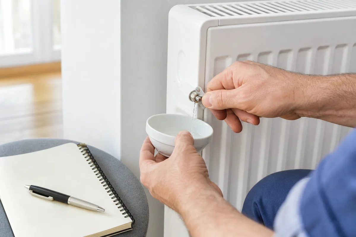 Purge d’un radiateur lors de la mise en service d’une chaudière neuve